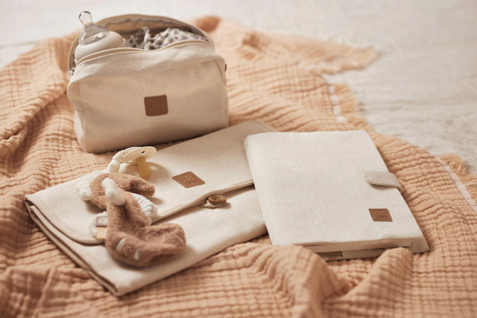 Verschoningsmat Met Opbergvakken Twill Natural - Jollein