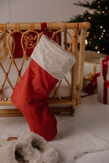 Kerstsok rood met naam