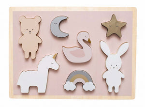 Houten puzzel Teddy & Bunny (7 stukjes) - Jabadabado