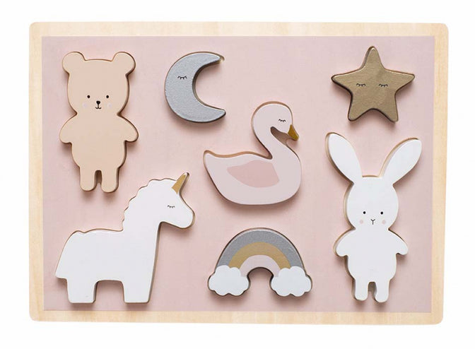 Houten puzzel Teddy & Bunny (7 stukjes) - Jabadabado
