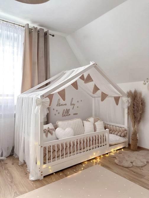 Bedhemel voor huisbed kinderbed, universeel, premium tule, aan beide Bedhemel voor huisbed kinderbed, universeel, premium tule, aan beide