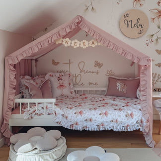 Bedhemel doek mousseline met ruffle voor een bedhuisje