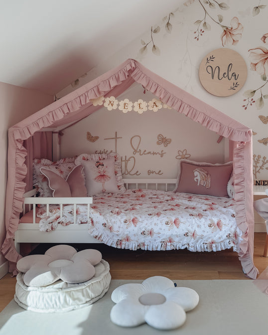 Bedhemel doek mousseline met ruffle voor een bedhuisje