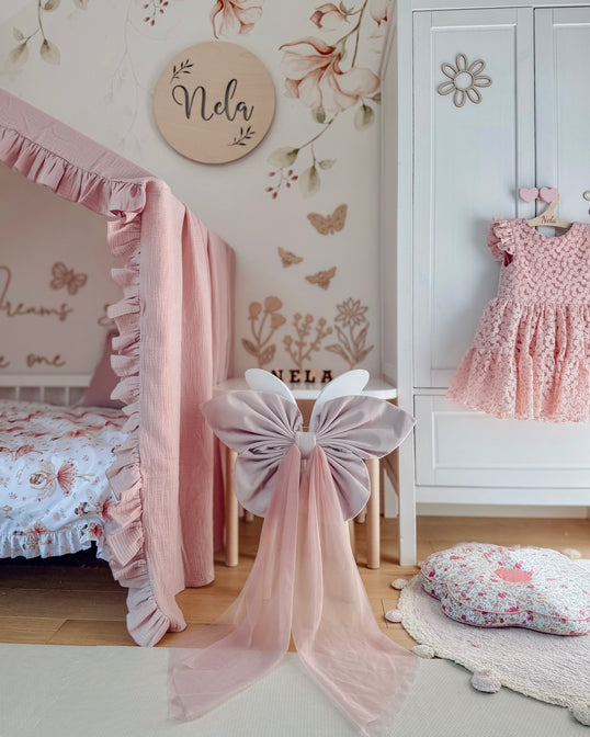 Bedhemel doek mousseline met ruffle voor een bedhuisje
