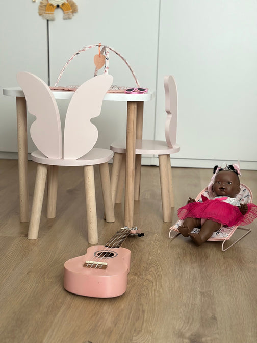 Houten stoel vlinder design Roze/Naturel