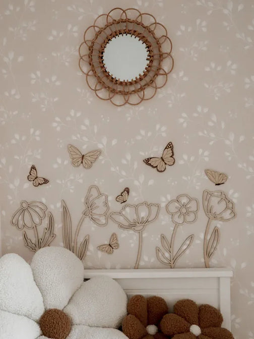 Houten Bloemen En Vlinders