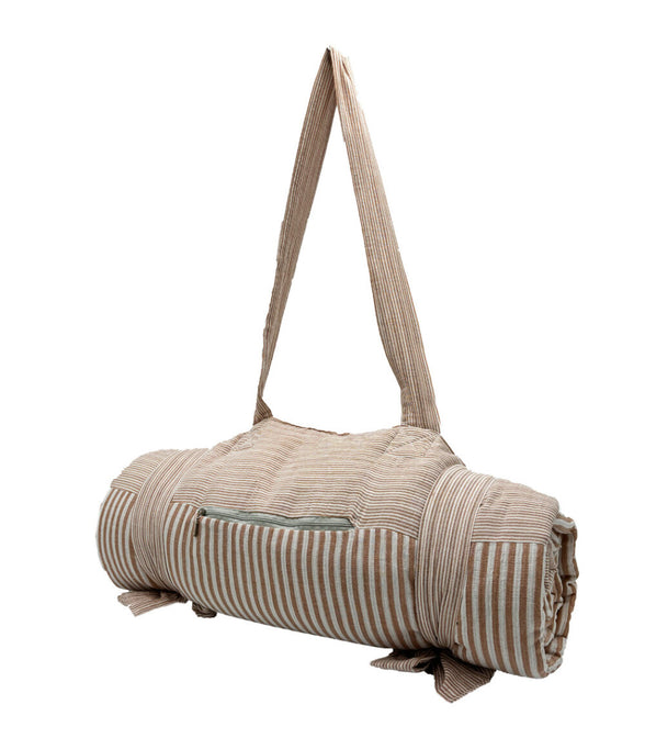 Beige stripes XXL picnic blanket - picnic mat 180x150 cm
