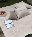 Beige stripes XXL picnic blanket - picnic mat 180x150 cm