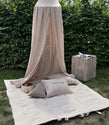 Beige stripes XXL picnic blanket - picnic mat 180x150 cm