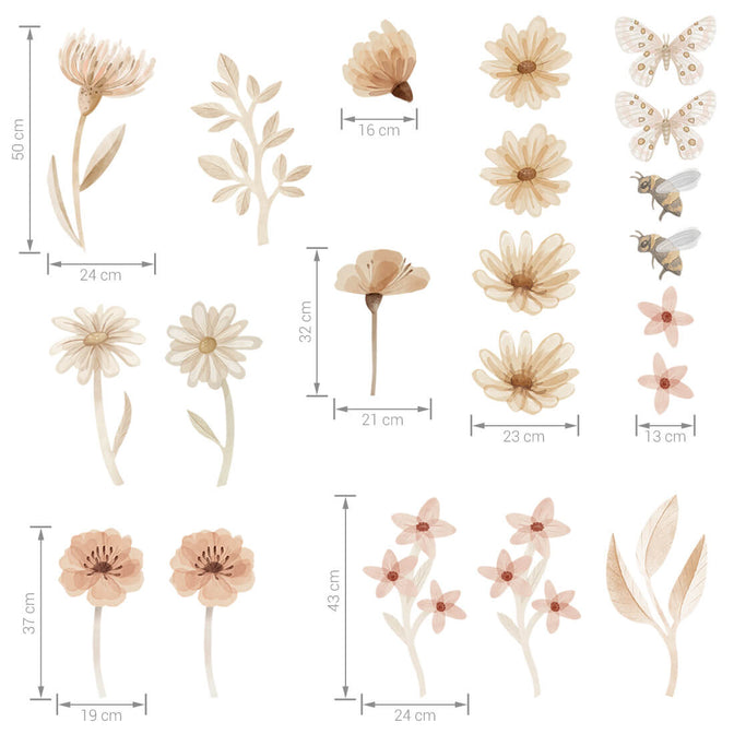 Stickers muraux Prairie, lot de 2 - Pastelowe Love