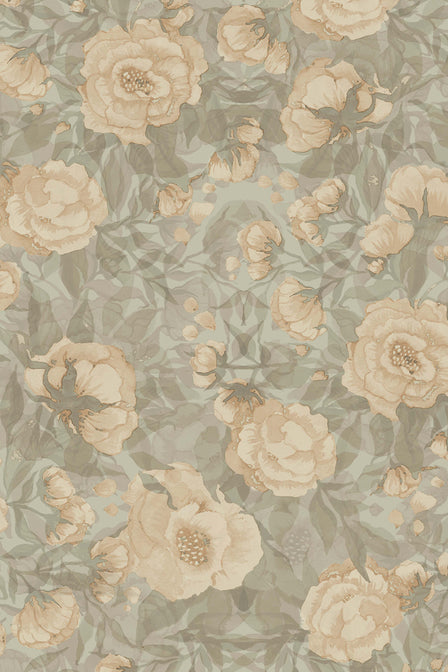 Tapete Blumen, Mohnblumen, Mohnblumen für Marlene, zartes Grün, Mrs. Mighetto