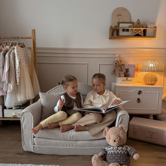 Rib sofa Off White - met geborduurde naam