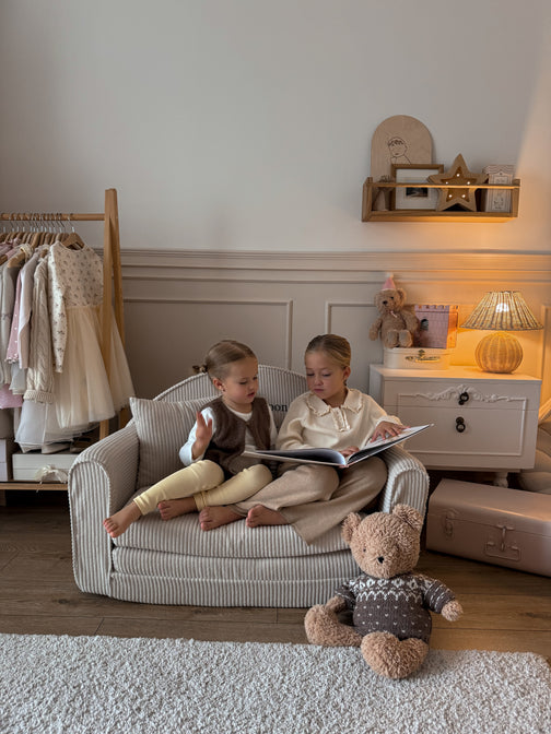 Rib sofa Off White - met geborduurde naam