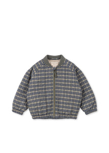 Juno Printed Bomber Jacket - LAUREL BLUE CHECK
