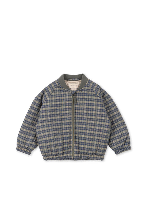 Juno Printed Bomber Jacket - LAUREL BLUE CHECK