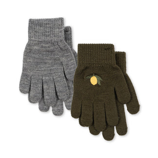 Lot de 2 paires de gants Filla - Vert Kombu et Gris