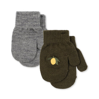 Lot de 2 paires de moufles Filla - Vert Kombu et Gris