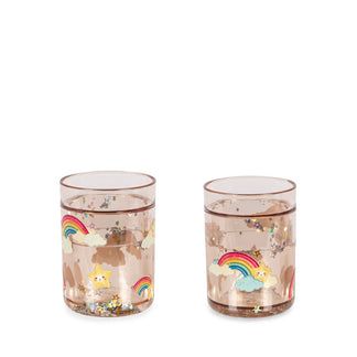 2-PACK Bekers met Glitters - Rainbow
