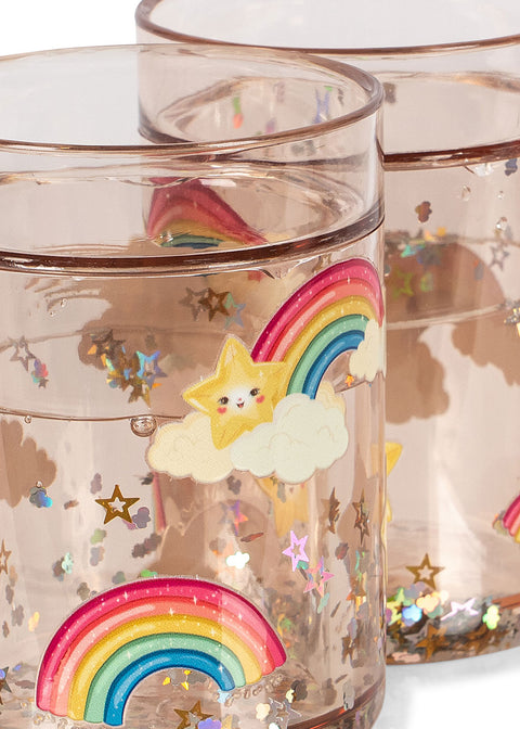 2-PACK Bekers met Glitters - Rainbow