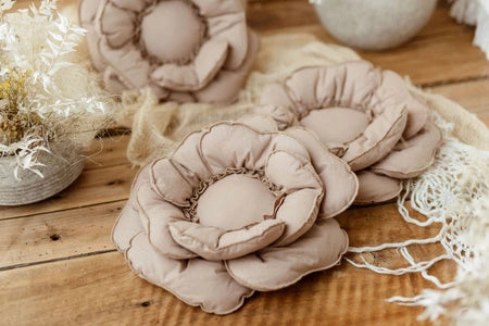 Bloem Kussen Decoratief – Beige