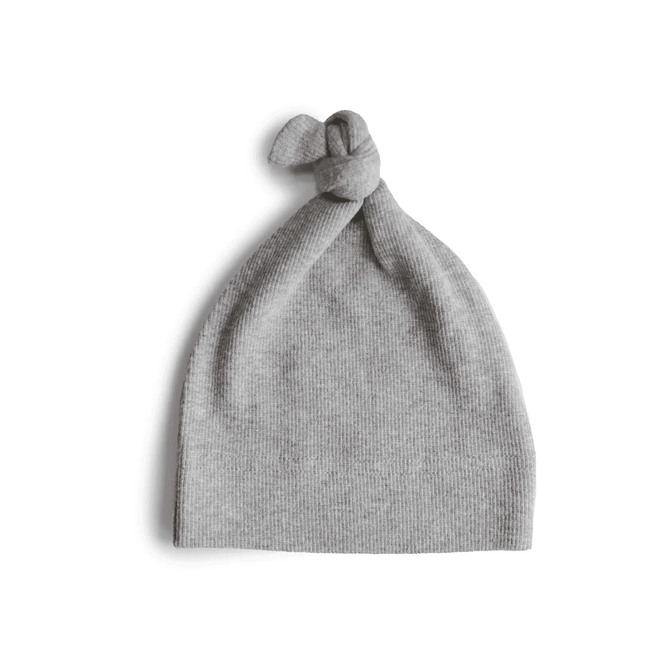 Bonnet bébé côtelé gris - MUSHIE