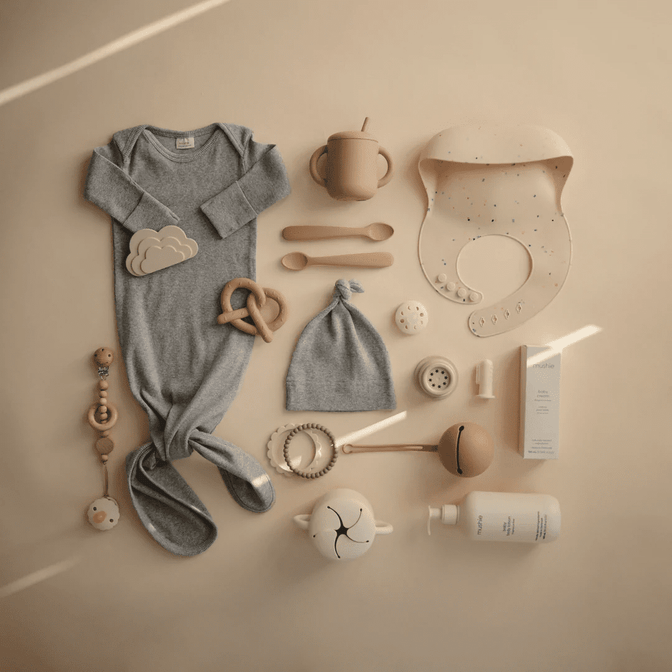 Bonnet bébé côtelé gris - MUSHIE