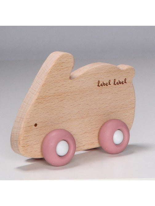 Siliconen/ houten bijtring Konijn Roze - Label Label