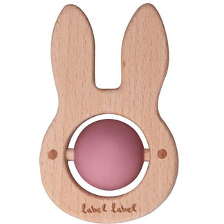 Siliconen / Houten Bijtring Konijn Roze - Label Label