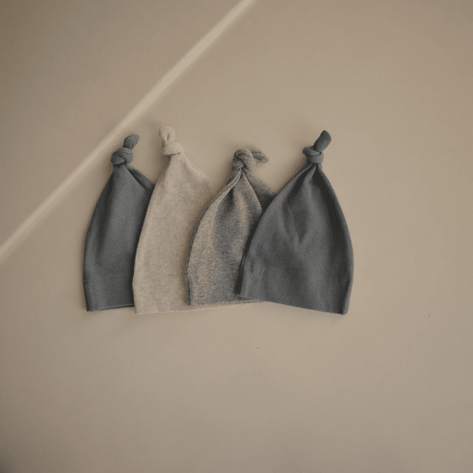 Bonnet bébé côtelé gris - MUSHIE