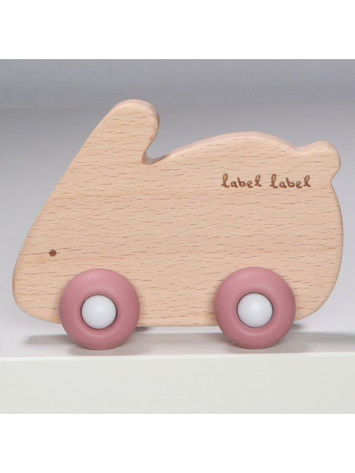 Siliconen/ houten bijtring Konijn Roze - Label Label