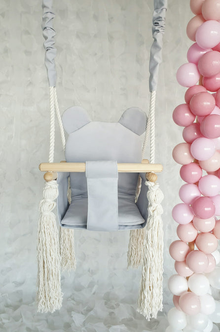 Balançoire bébé Ours en peluche Gris - MOJE
