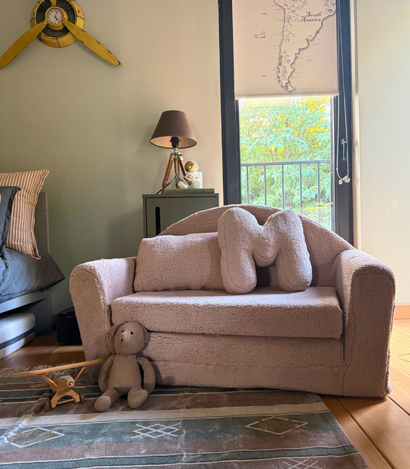 Teddy sofa Beige - met geborduurde naam