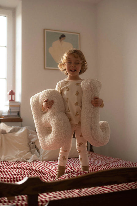Teddy letter kussen wit Z